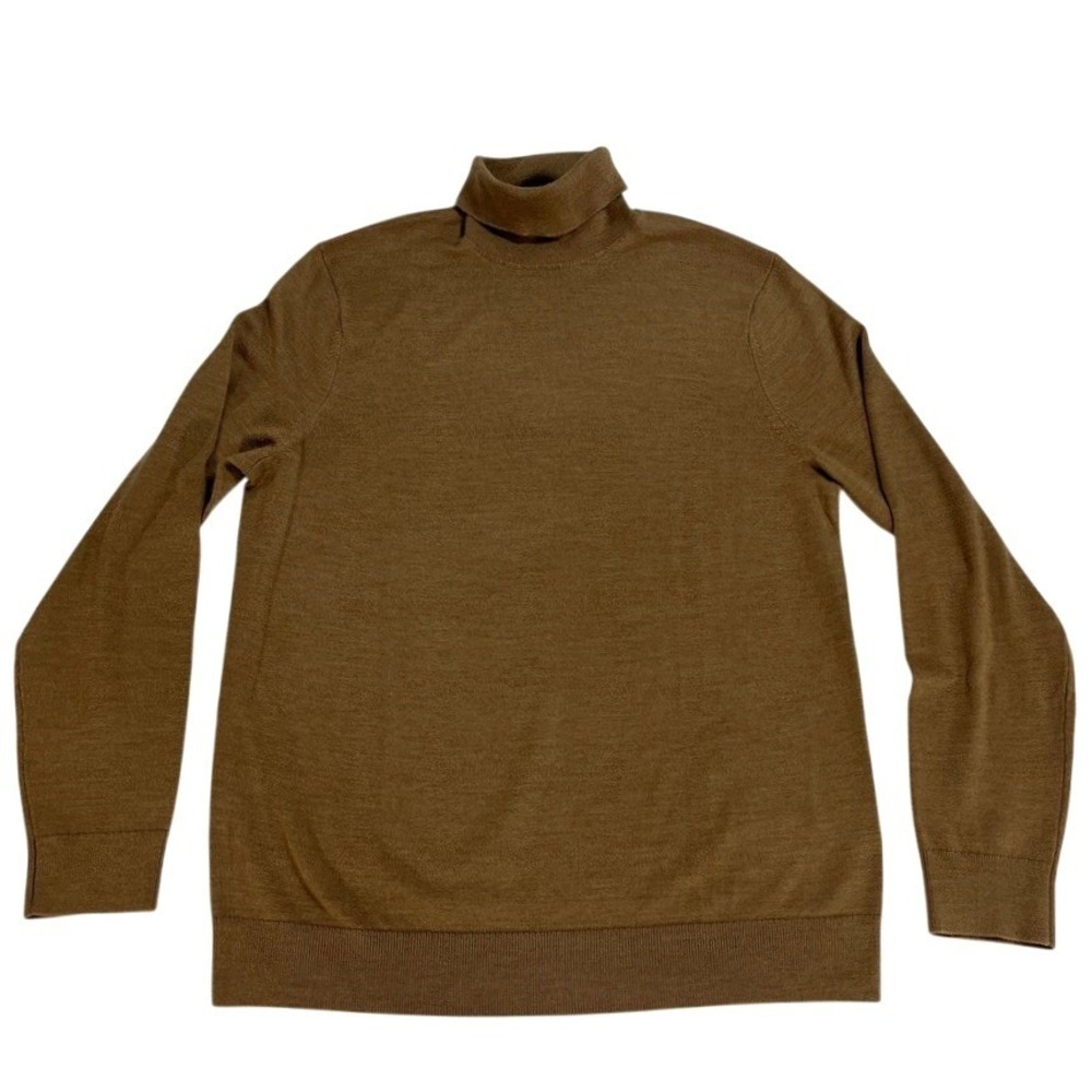 Banana Republic Italian Merino Wool Turtleneck Sweater Olive Brown Large Tall